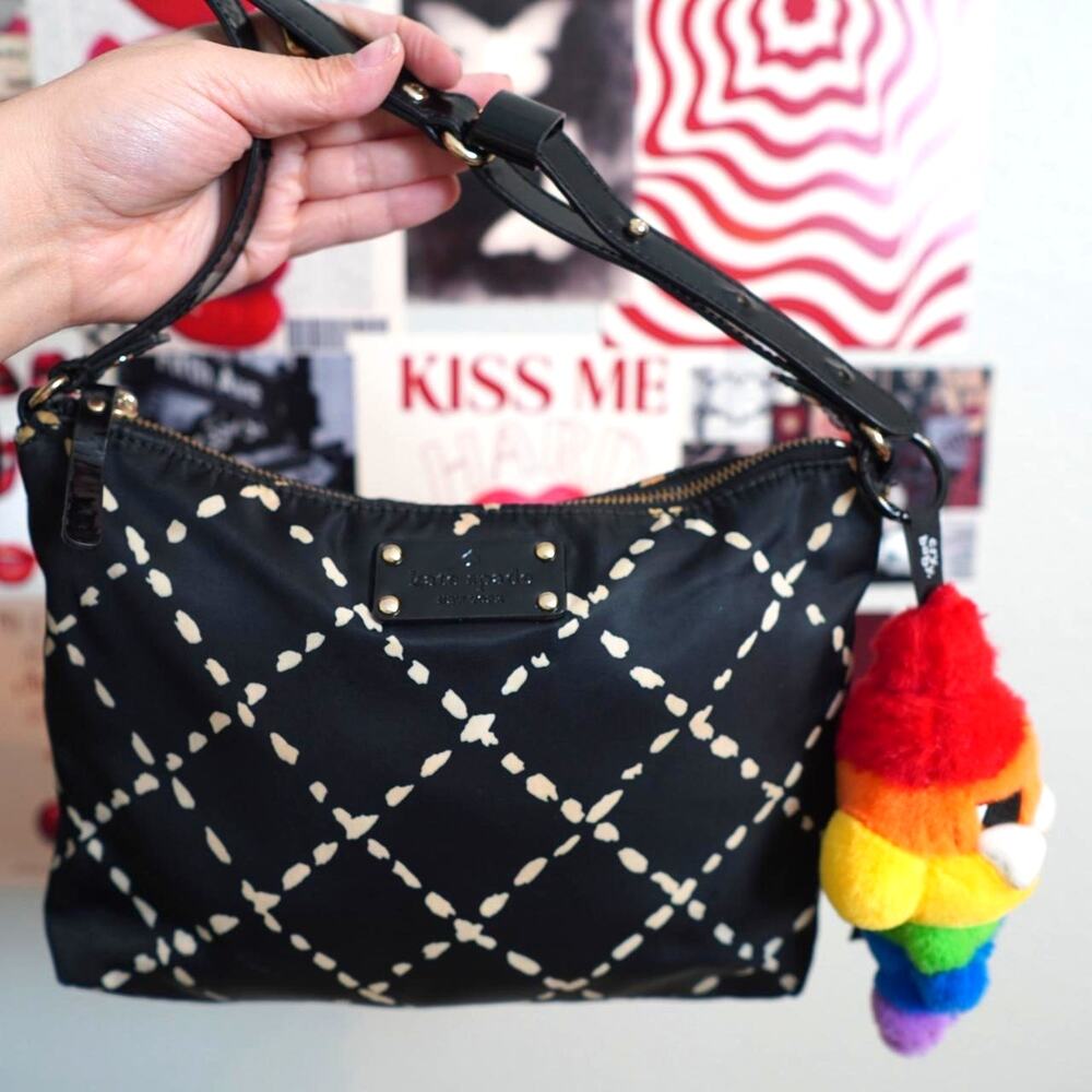 Kate Spade Black Nylon Print Shoulder Bag